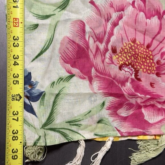 DIMRI Luxury Fashion Scarf Dahlia Green Pink Floral Tasseled Fringed Wrap - Picture 5 of 7